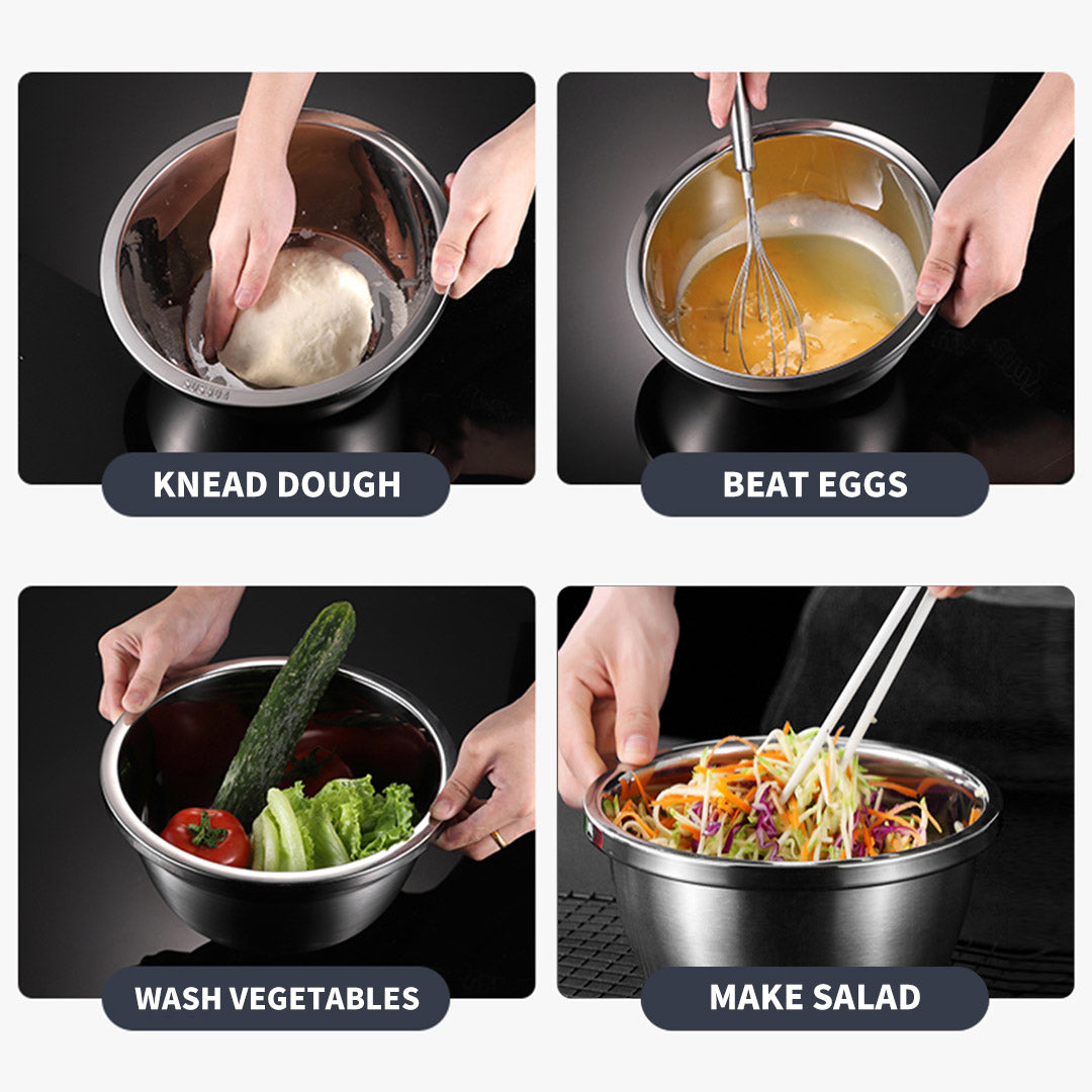 SOGA 5Pcs Polished Stainless Steel Mixing Bowl