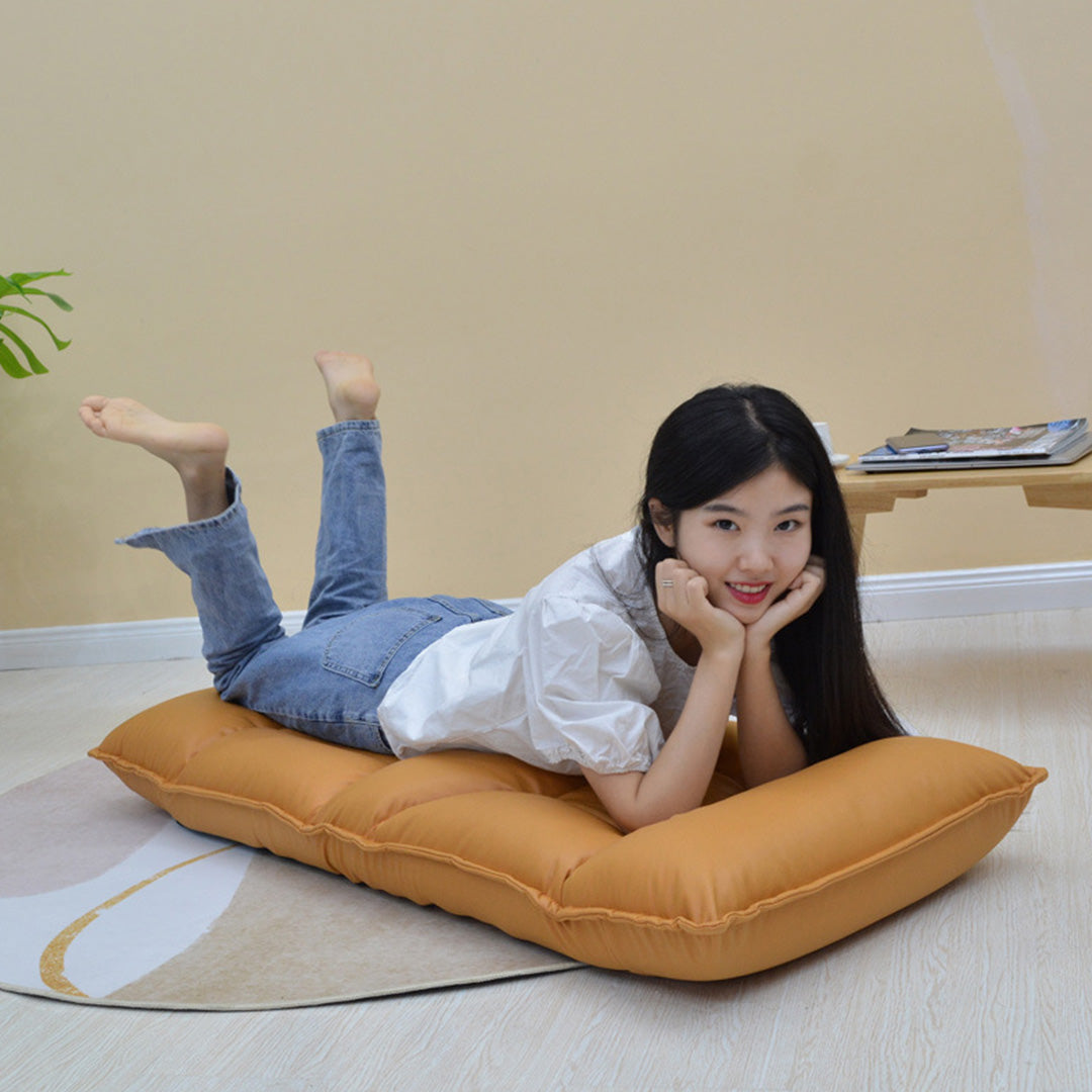 Air Leather Floor Recliner Lazy Chair Yellow