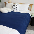 Royal Blue Acrylic Knitted Throw Blanket