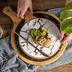 30cm White Circle Wooden Serving Tray