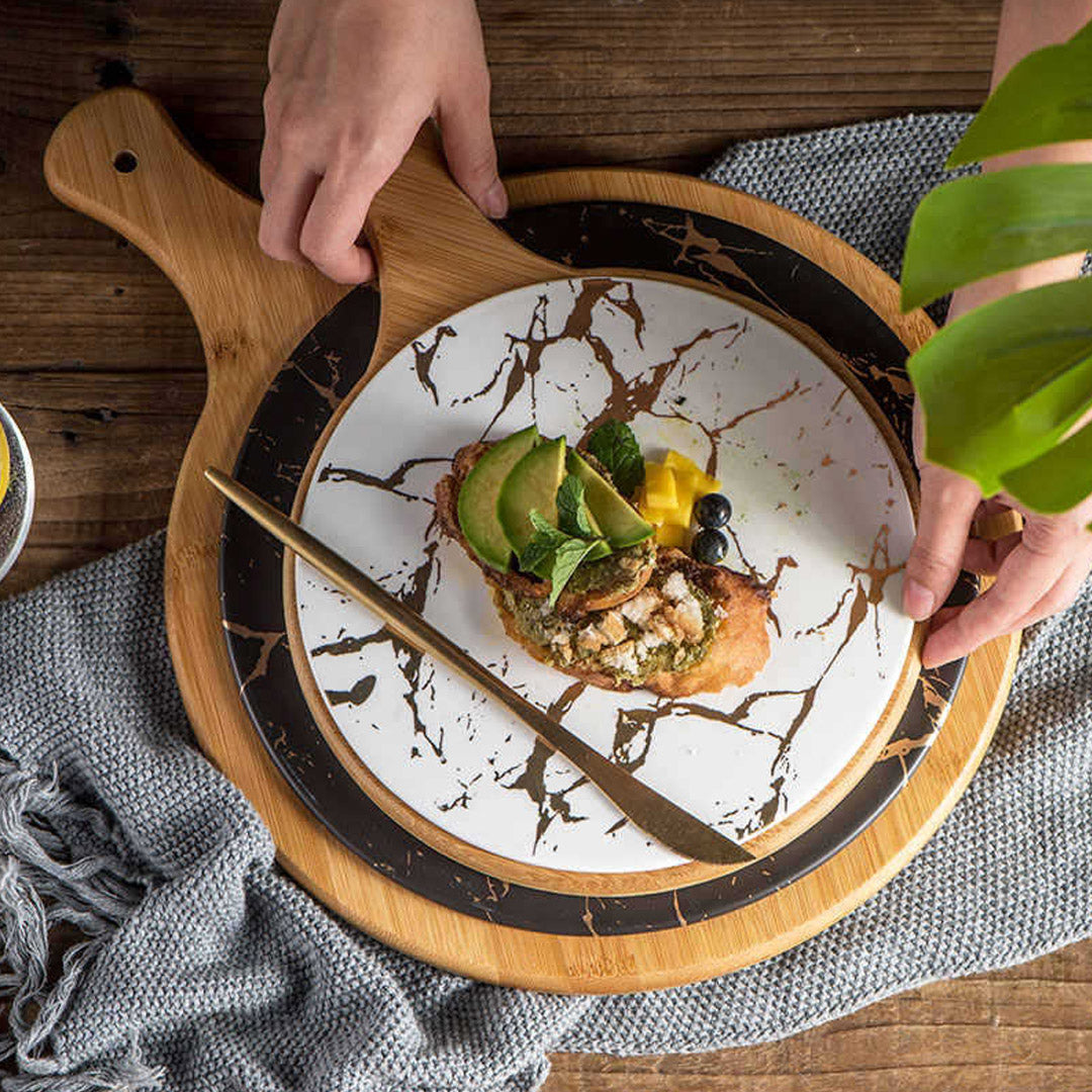30cm White Circle Wooden Serving Tray