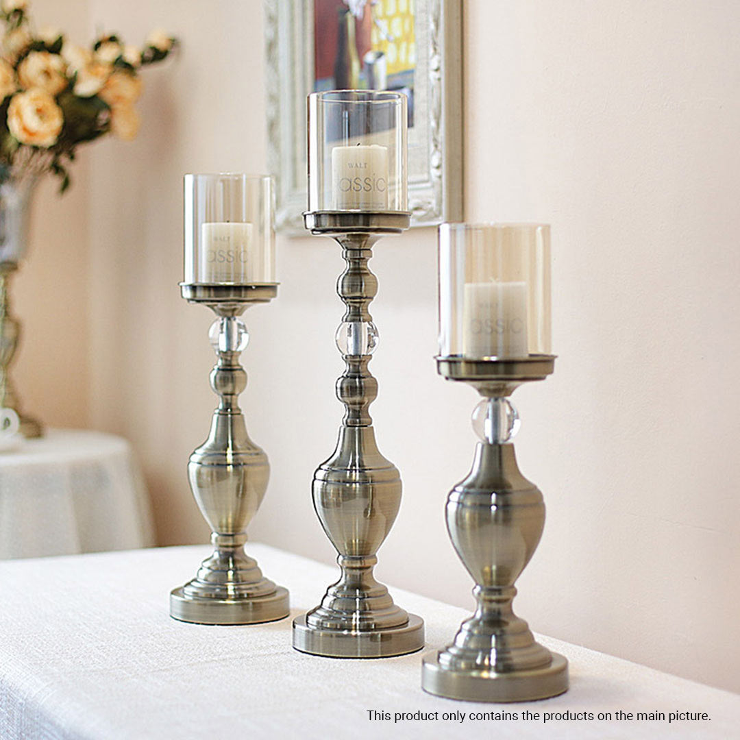 43.3cm Glass Candle Holder Iron Metal