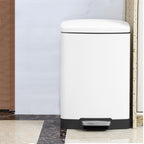 Rectangular 12L Stainless Steel Foot Pedal Recycling Bin for Garbage White