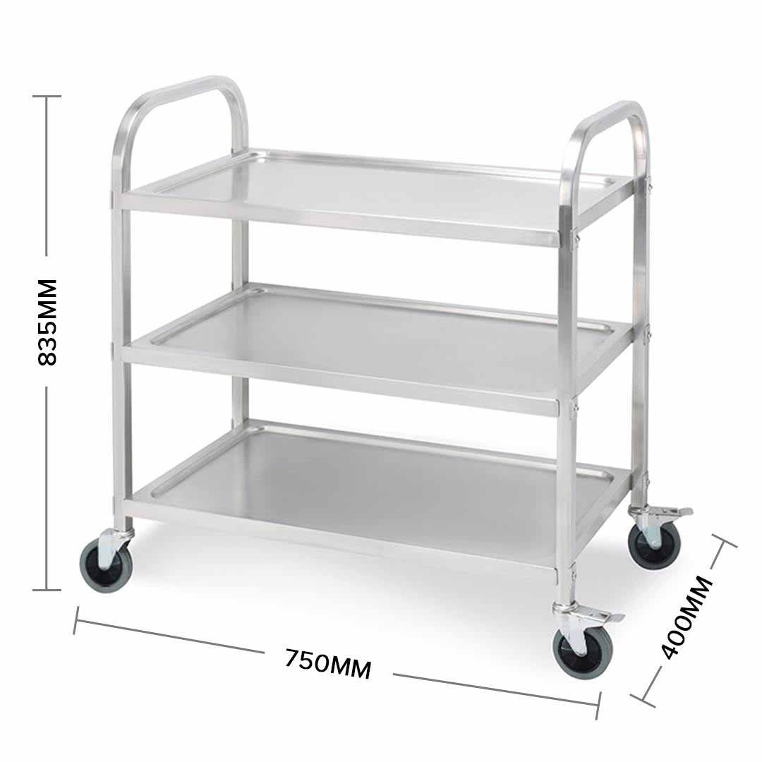 3 Tier Stainless Steel Utility Cart 75x40x83.5cm Small