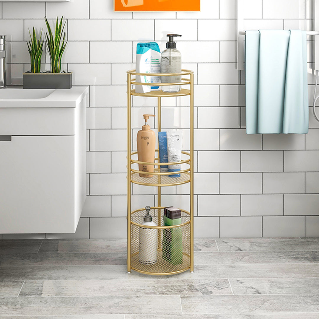 3 Tier Freestanding Storage Shelf Multifunctional Display Rack with Basket
