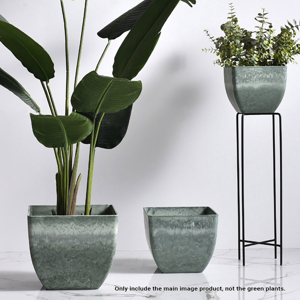 27cm Green Grey Square Resin Planter