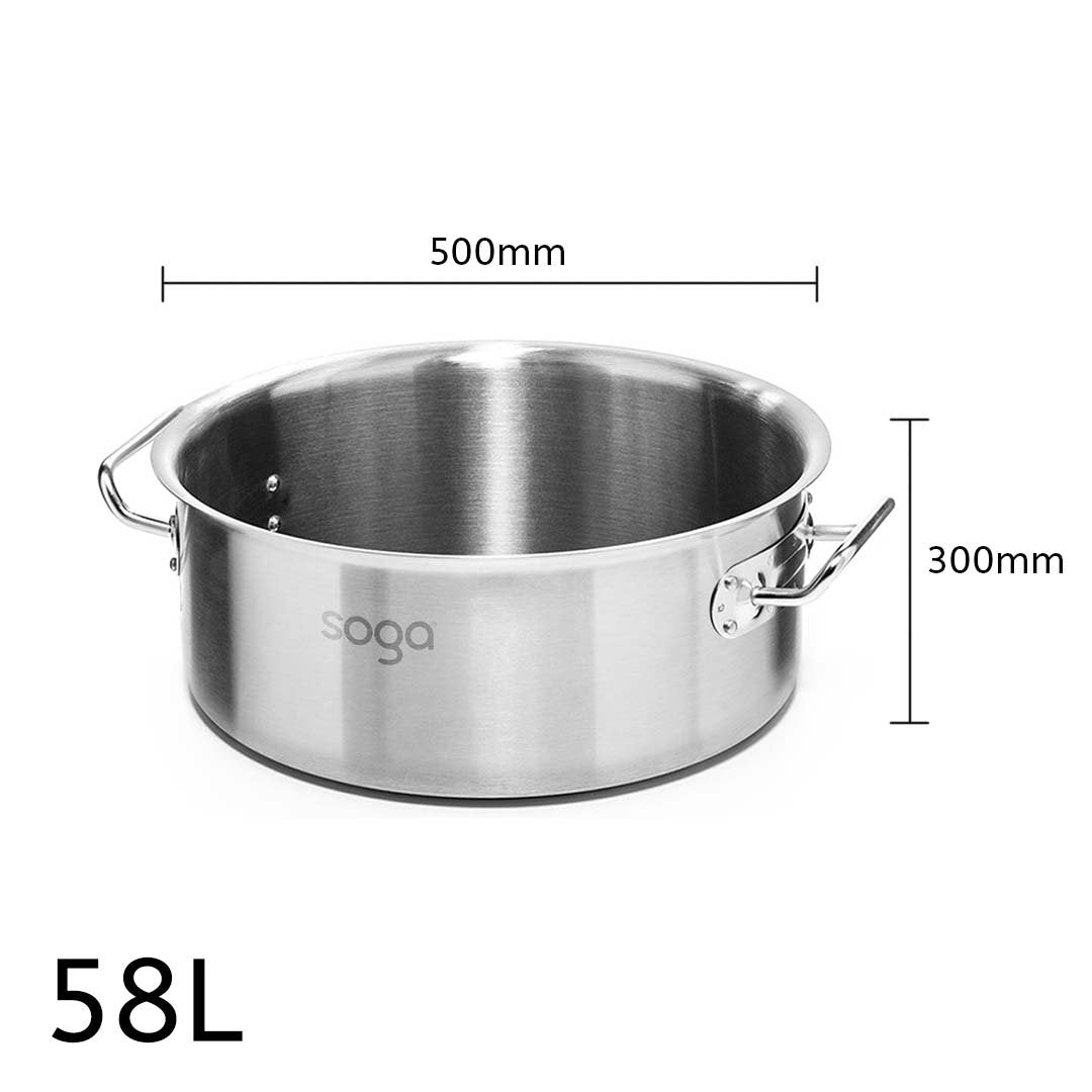 58L Top Grade 18/10 Stainless Steel Stockpot No Lid