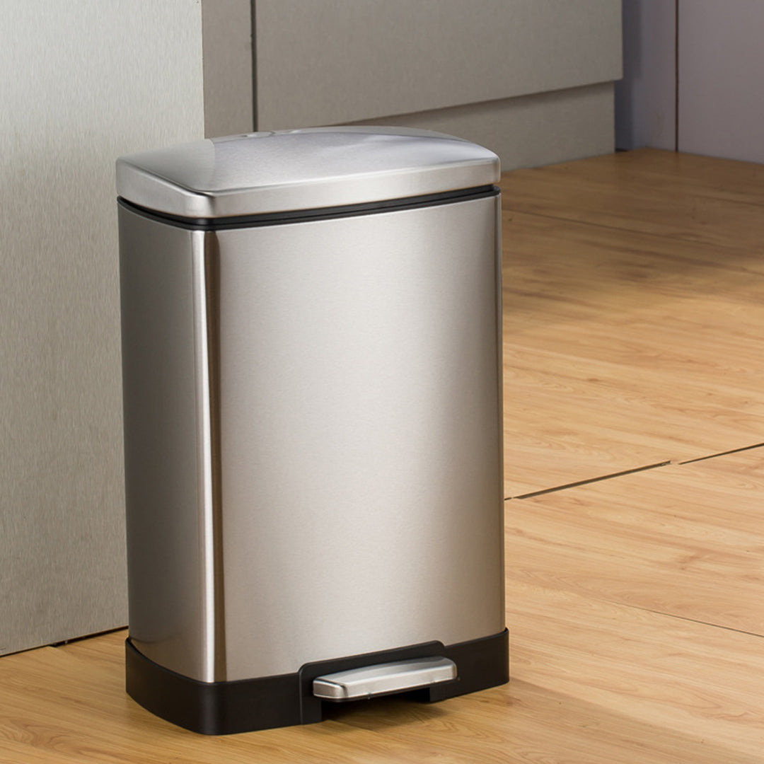 Rectangular 12L Stainless Steel Foot Pedal Recycling Bin for Garbage Silver