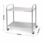 2 Tier Stainless Steel Utility Cart Round 81x46x85cm Small