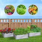 120cm Square Galvanized Raised Garden Bed Silver