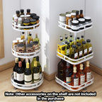 3 Tier White Round Multi-Function Kitchen Seasoning Organiser Shelf