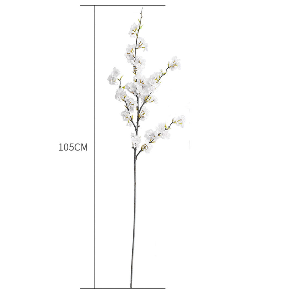 67cm Blue Glass Floor Vase with 10pcs White Artificial Flower Set