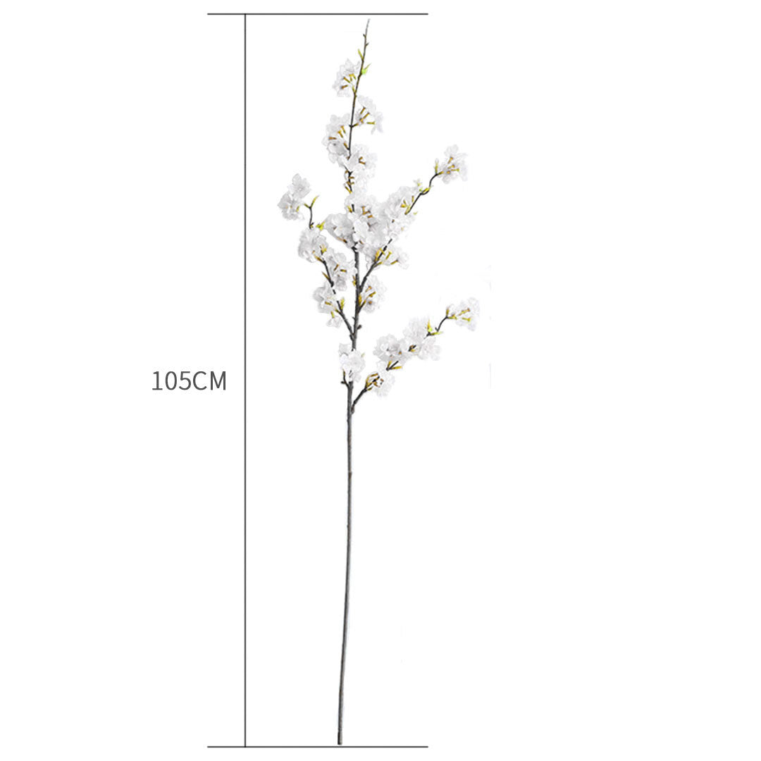 67cm Blue Glass Floor Vase with 10pcs White Artificial Flower Set