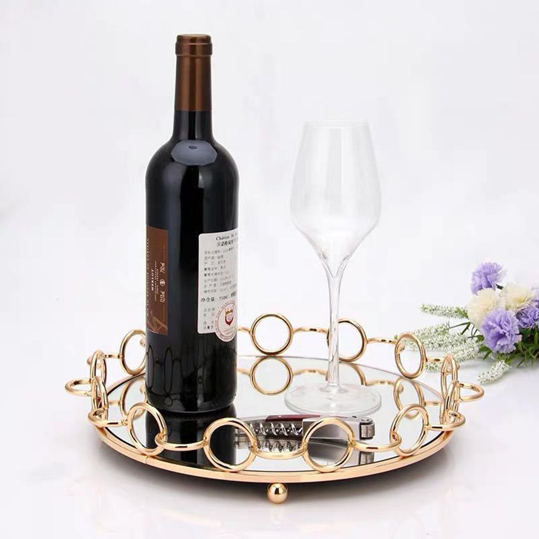 33cm Round Vanity Tray Organiser with Handles