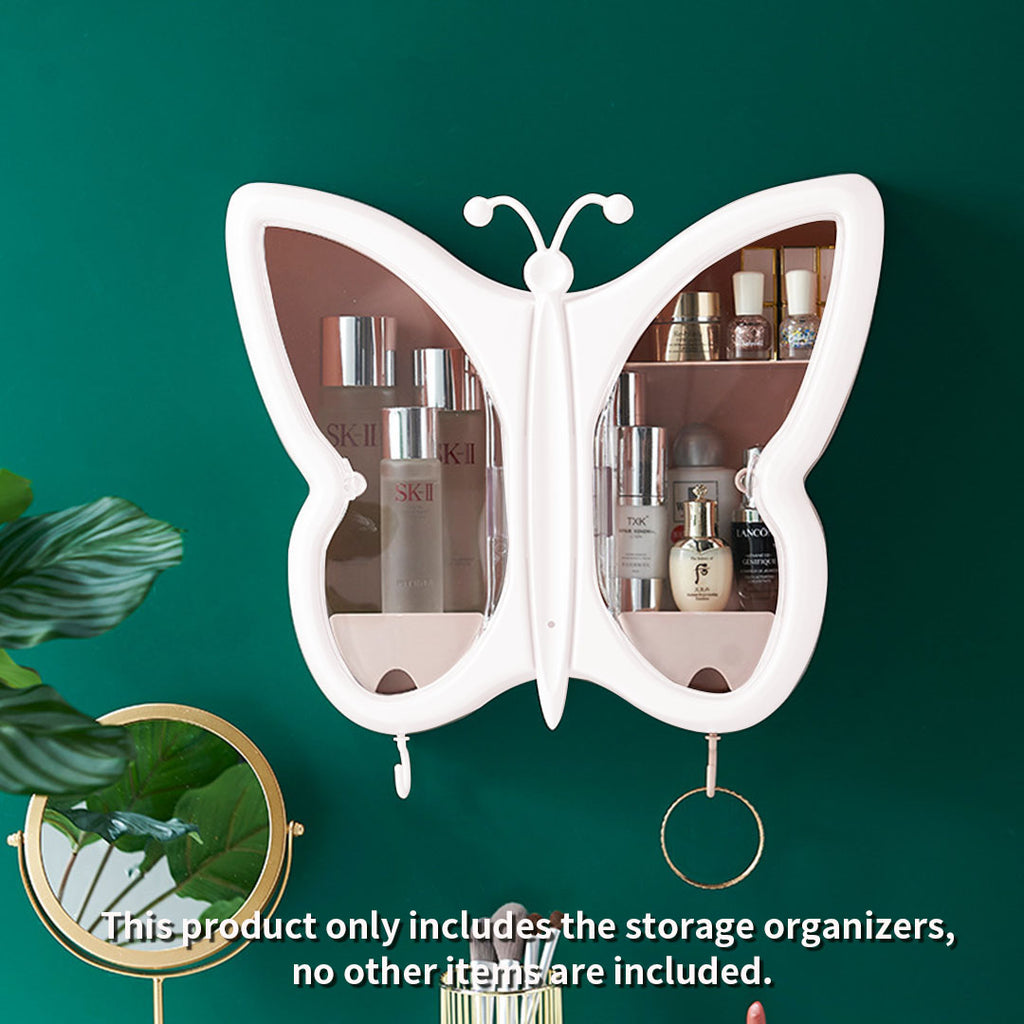 White Butterfly Shape Wall-Mounted Makeup Organiser