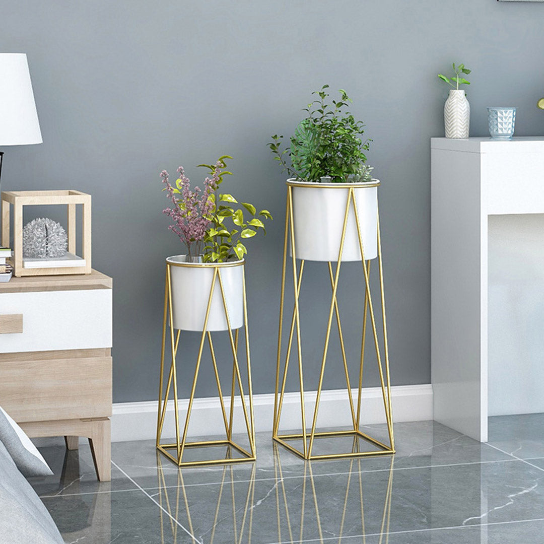 50CM Gold Wire Metal White Pot Holder Rack