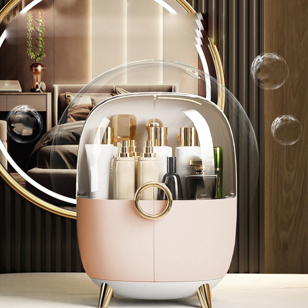 Pink Transparent Countertop Cosmetic Storage
