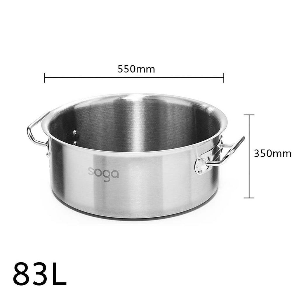 83L Top Grade 18/10 Stainless Steel Stockpot No Lid
