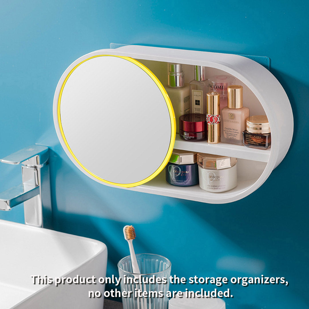 39cm Oval Wall-Mounted Mirror Storage Box