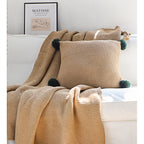 Coffee Tassel Fringe Knitted Throw Blanket