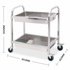 2 Tier Stainless Steel Utility Cart 85x45x90cm Medium