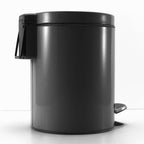 Foot Pedal Stainless Steel Trash Bin Round 12L Black