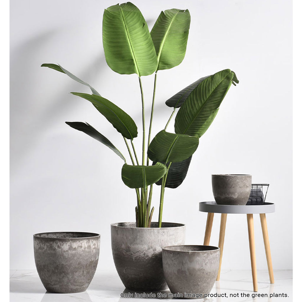 32cm Rock Grey Round Resin Planter