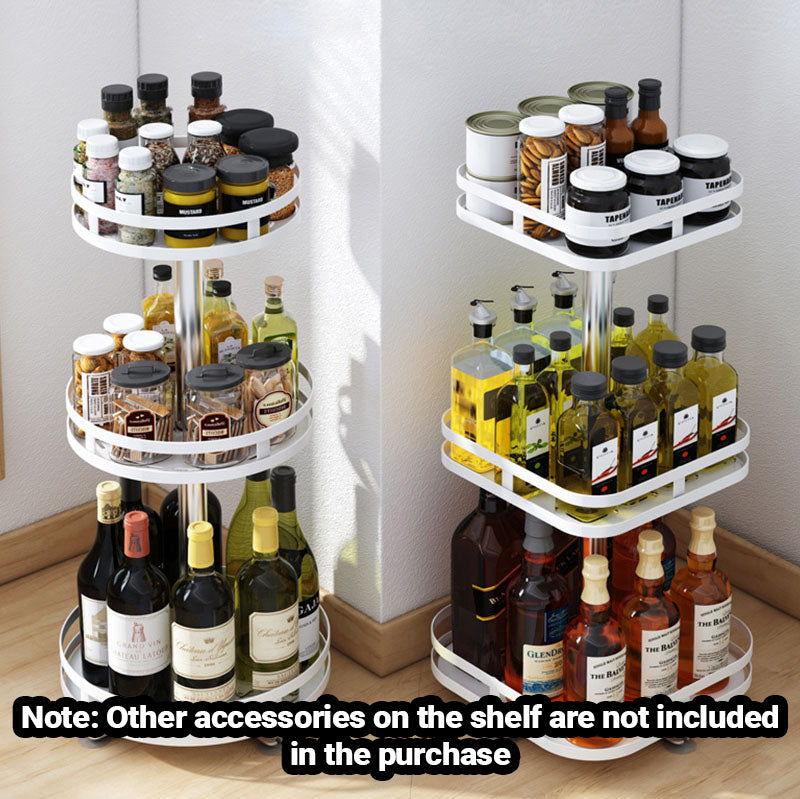 3 Tier White Square Multi-Function Kitchen Seasoning Organiser Shelf
