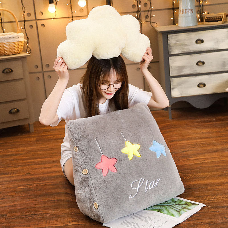 Cute Star Cloud Wedge Cushion Grey