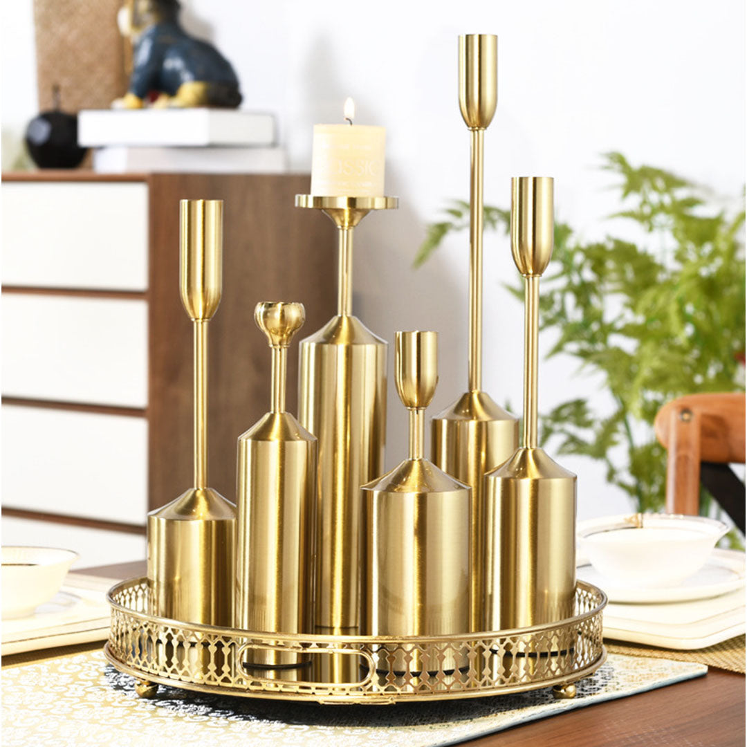 6pcs Gold Iron Candle Holder
