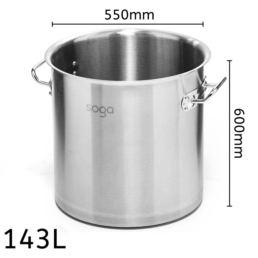 143L Top Grade 18/10 Stainless Steel Stockpot No Lid