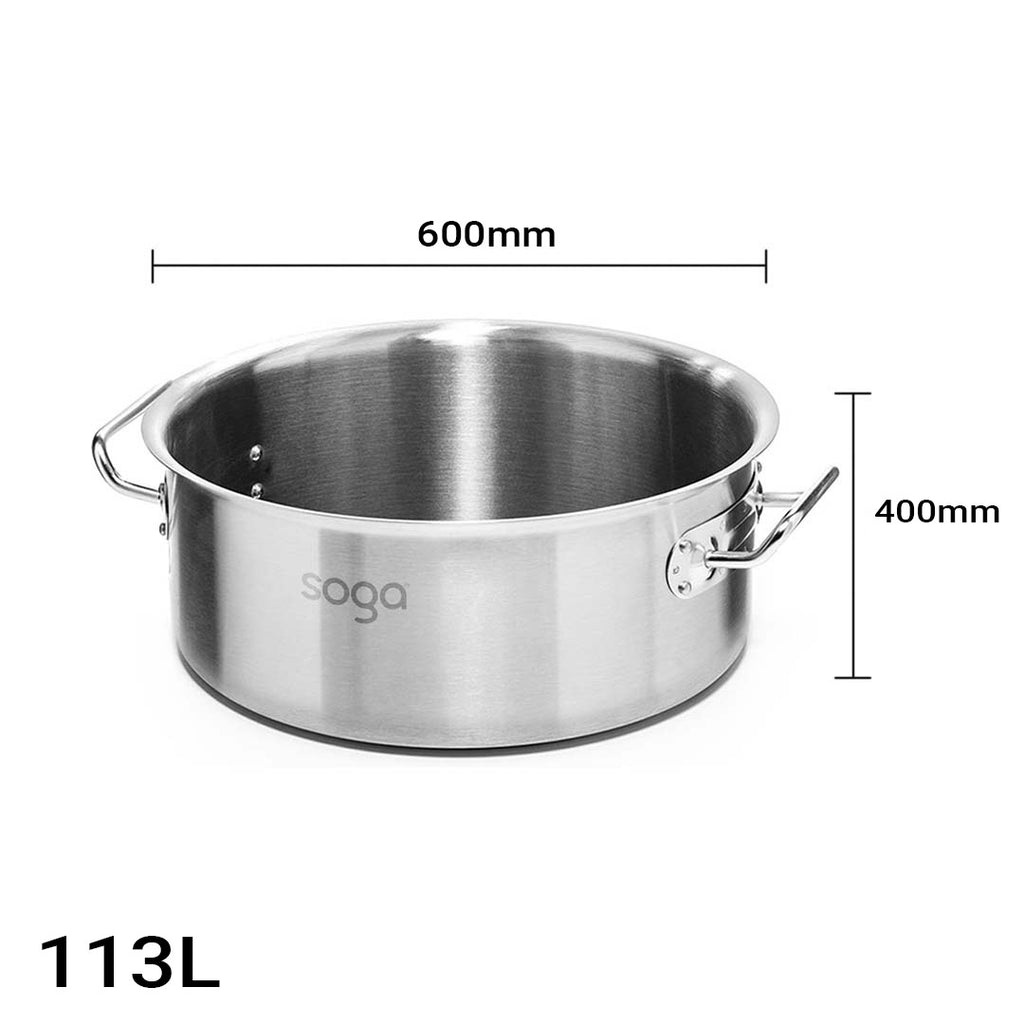 113L Top Grade 18/10 Stainless Steel Stockpot No Lid