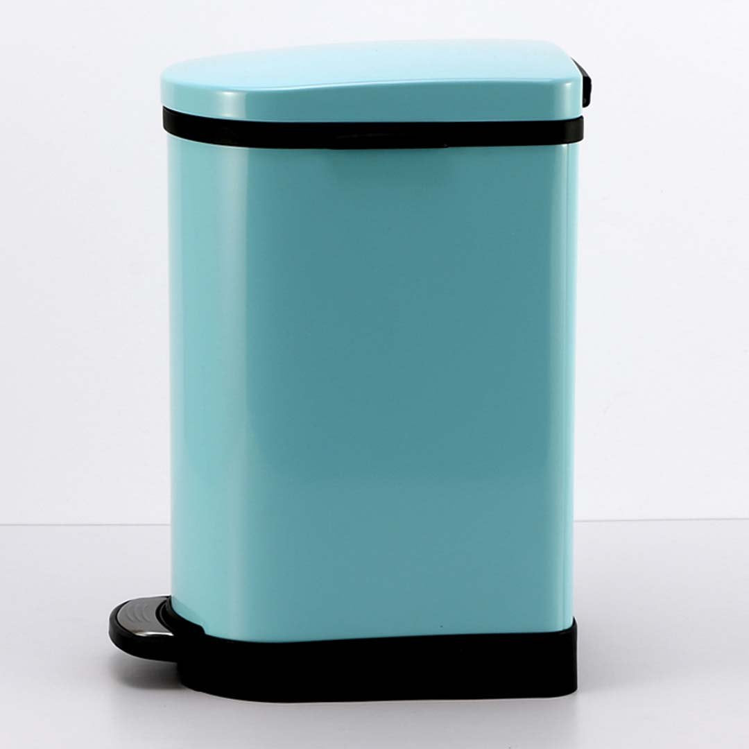 Foot Pedal Stainless Steel Trash Bin 10L U Blue