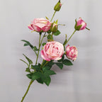 Green Glass Flower Vase with 10 Bunch 6 Heads Artificial Silk Rose Set