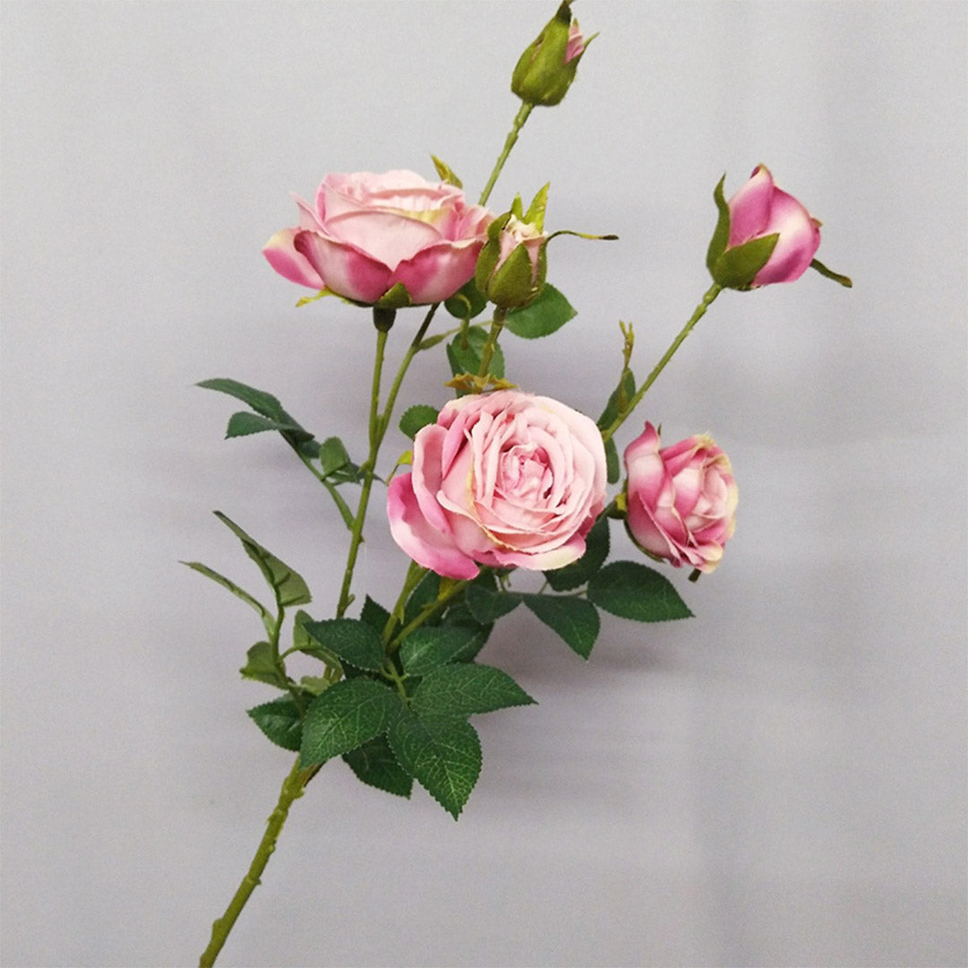 Green Glass Flower Vase with 10 Bunch 6 Heads Artificial Silk Rose Set