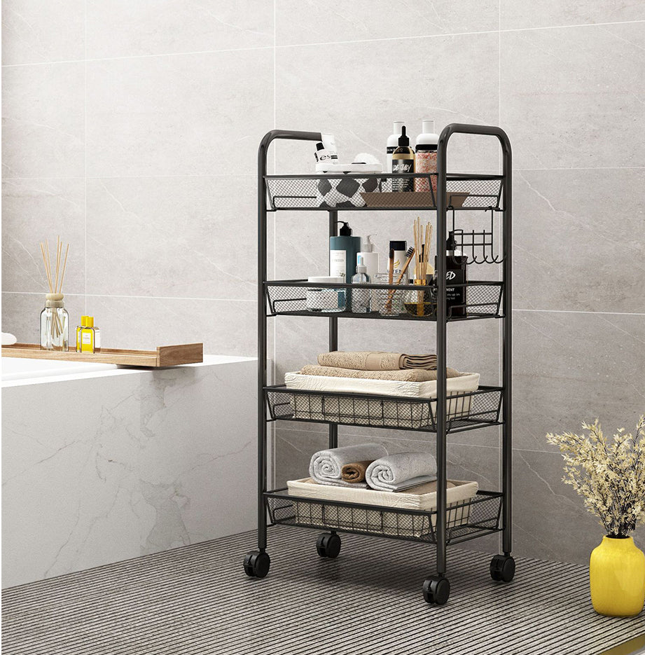 4 Tier Steel Mesh Kitchen Cart