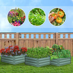 60cm Hexagon Shape Galvanized Raised Garden Bed Green