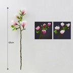 Clear Glass Cylinder Flower Vase with 6 Bunch 4 Heads Artificial Silk Magnolia denudata Set