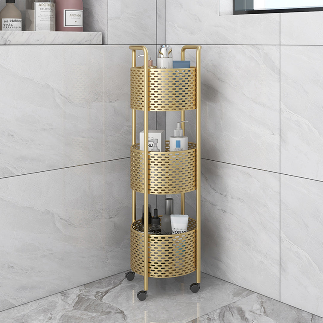 3 Tier Bathroom Shelf Multifunctional Display Rack with Wheels