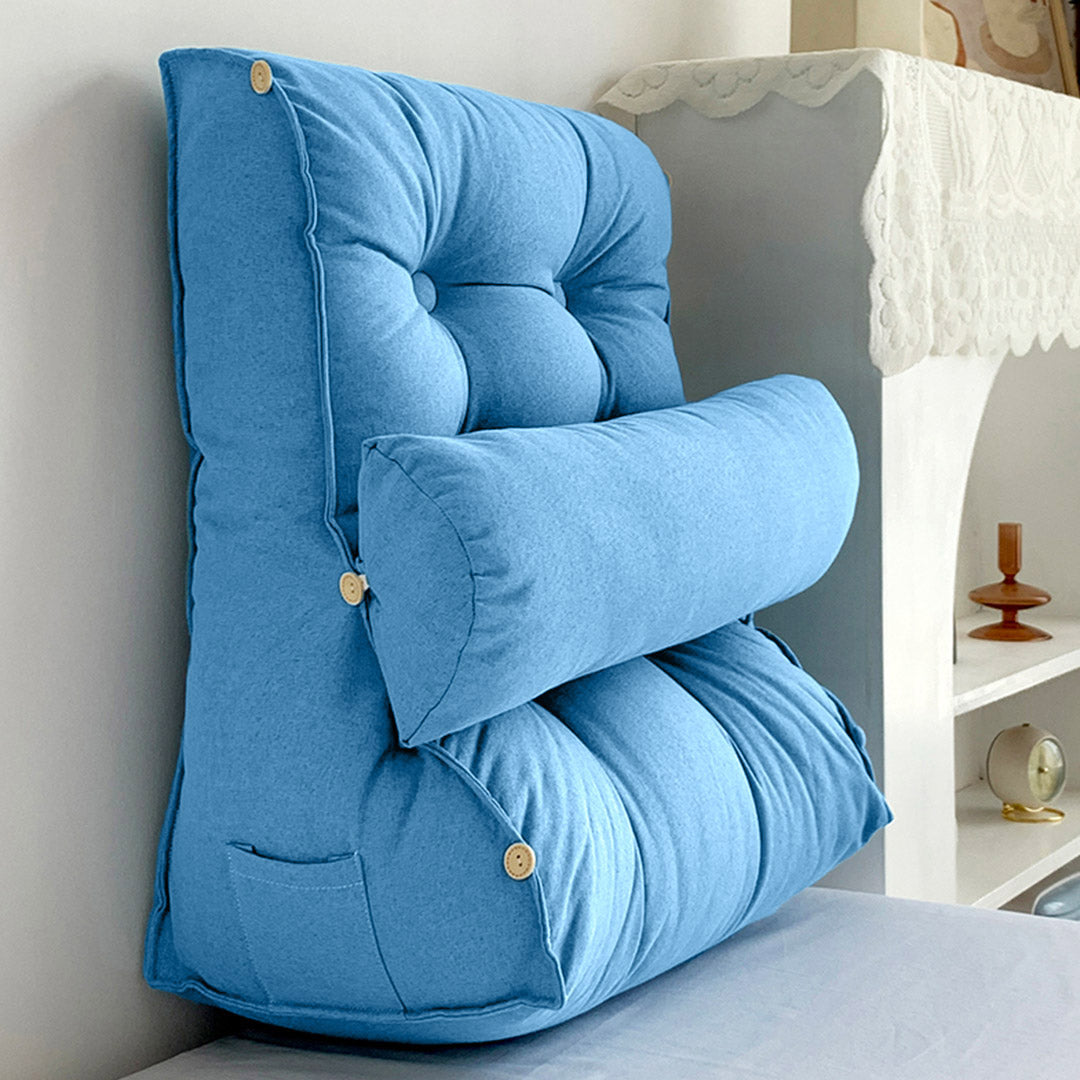 45cm Blue Wedge Lumbar Pillow
