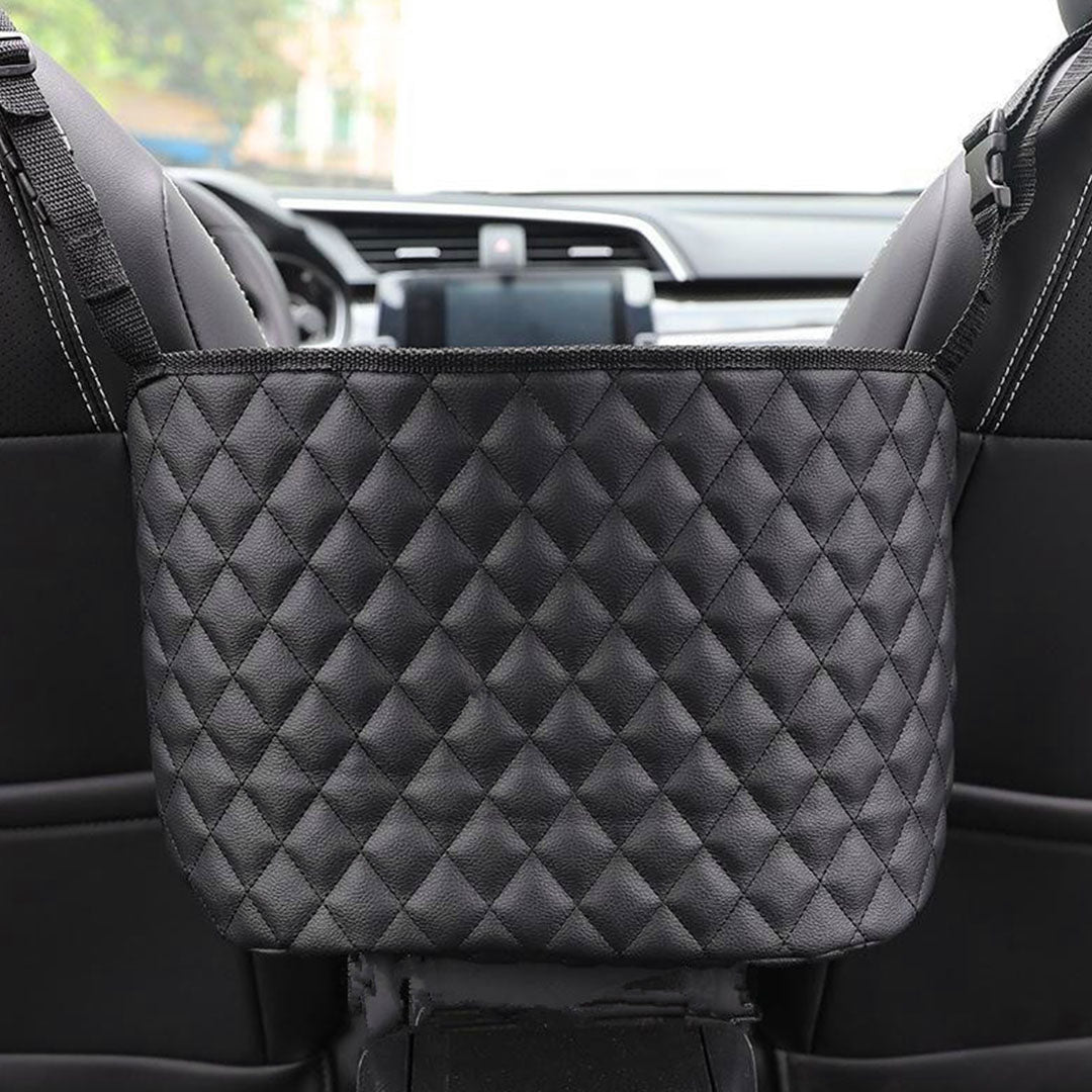 Black Leather  Multi-Purpose Back Seat Interior Accessories Bag
