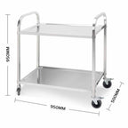 2 Tier Stainless Steel Utility Cart 95x50x95cm Large