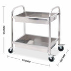 2 Tier Stainless Steel Utility Cart 95x50x95cm Large