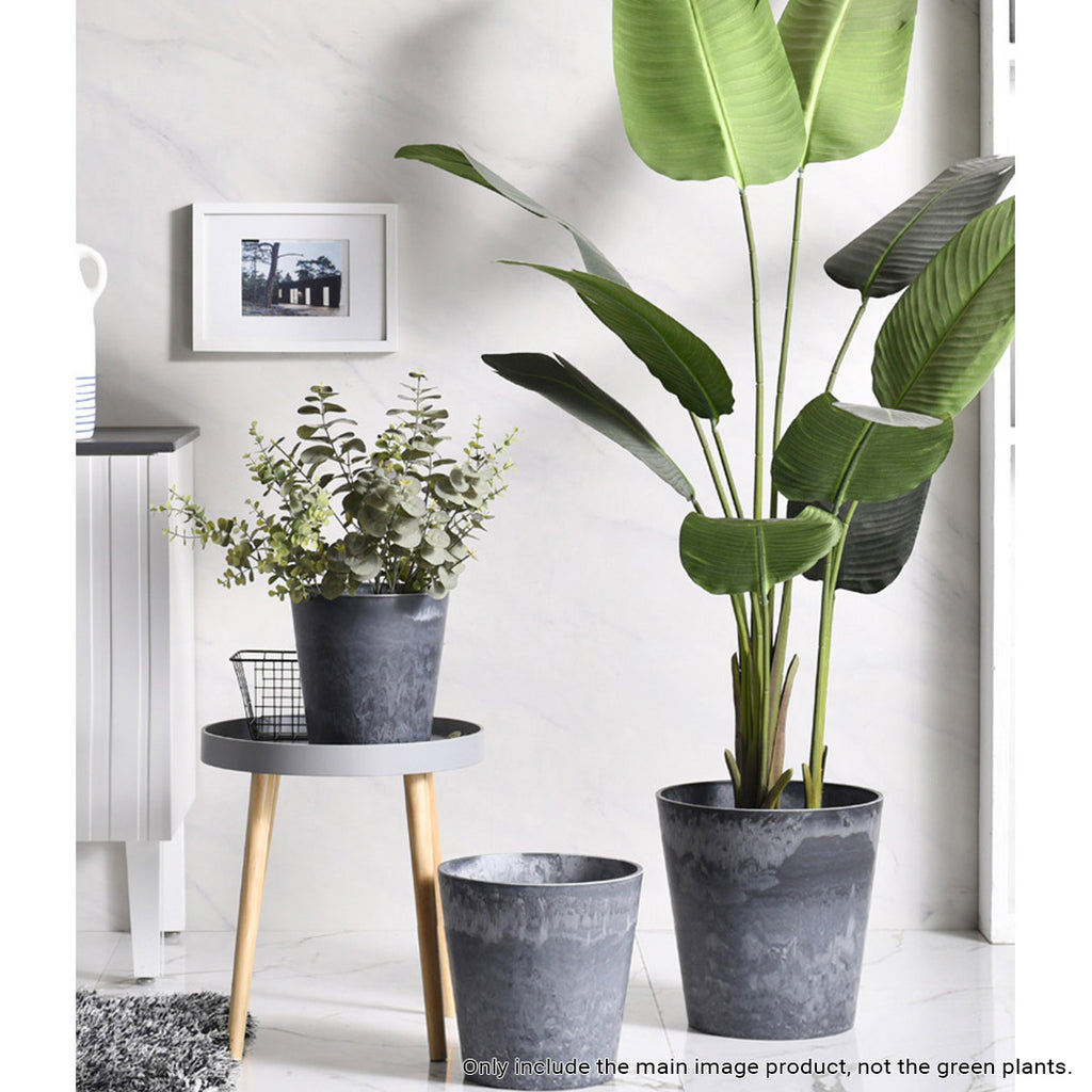 37cm Weathered Grey Round Resin Planter