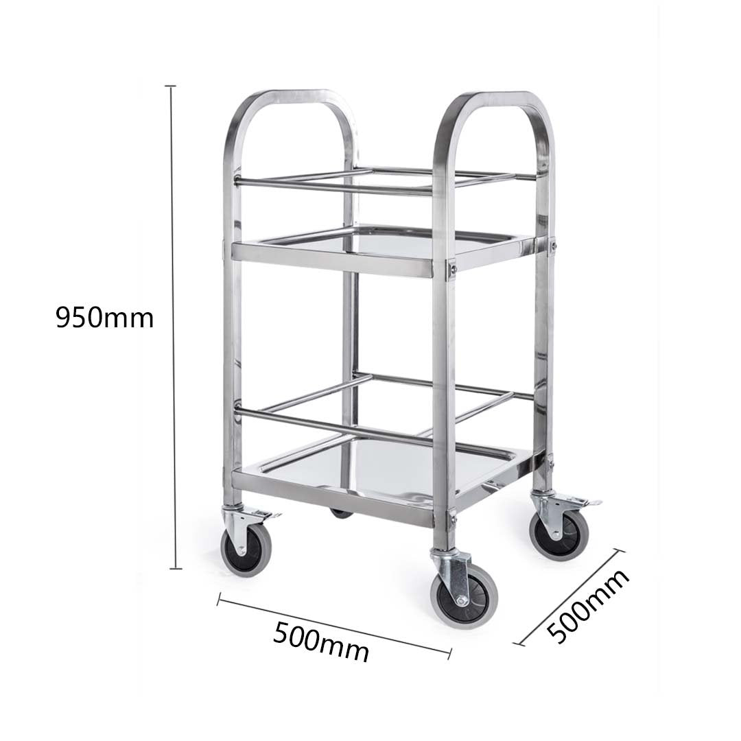 2 Tier Stainless Steel Utility Cart Square 500x500x950