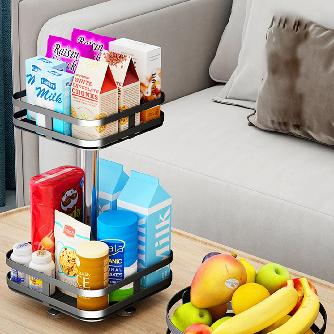 2 Tier Black Square Multi-Function Kitchen Seasoning Organiser Shelf