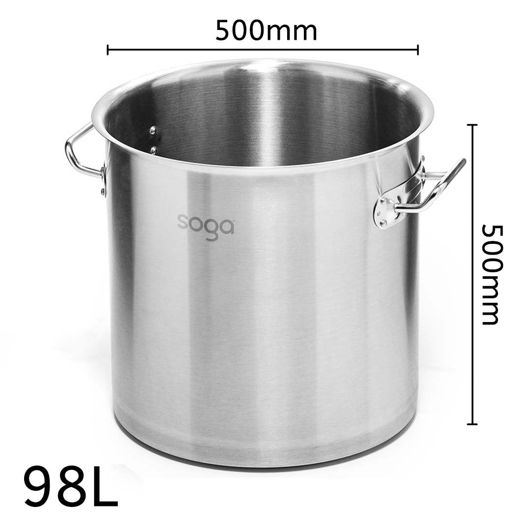 98L Top Grade 18/10 Stainless Steel Stockpot No Lid