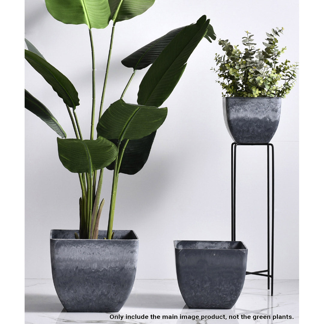 27cm Weathered Grey Square Resin Planter