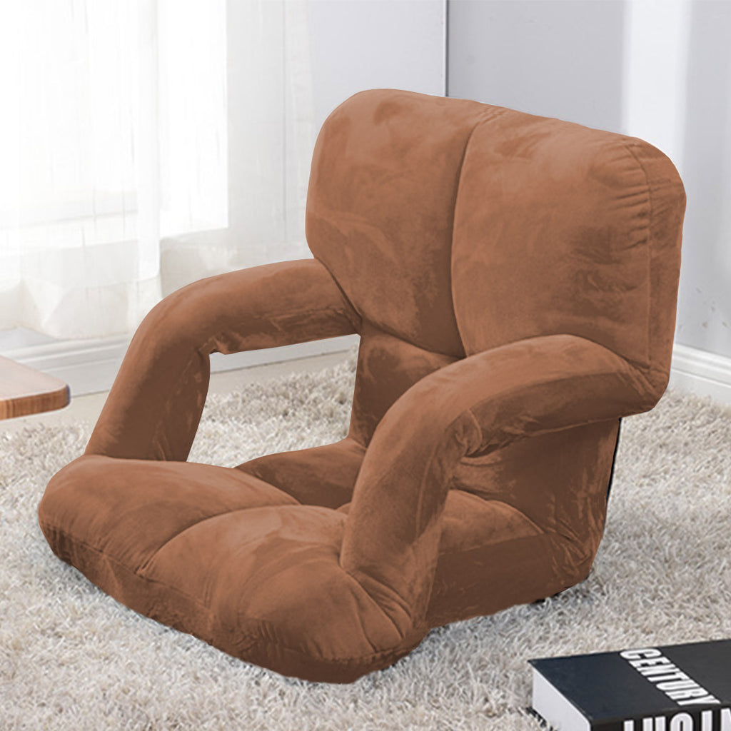 Foldable Floor Recliner Lazy Chair with Armrest Coffee