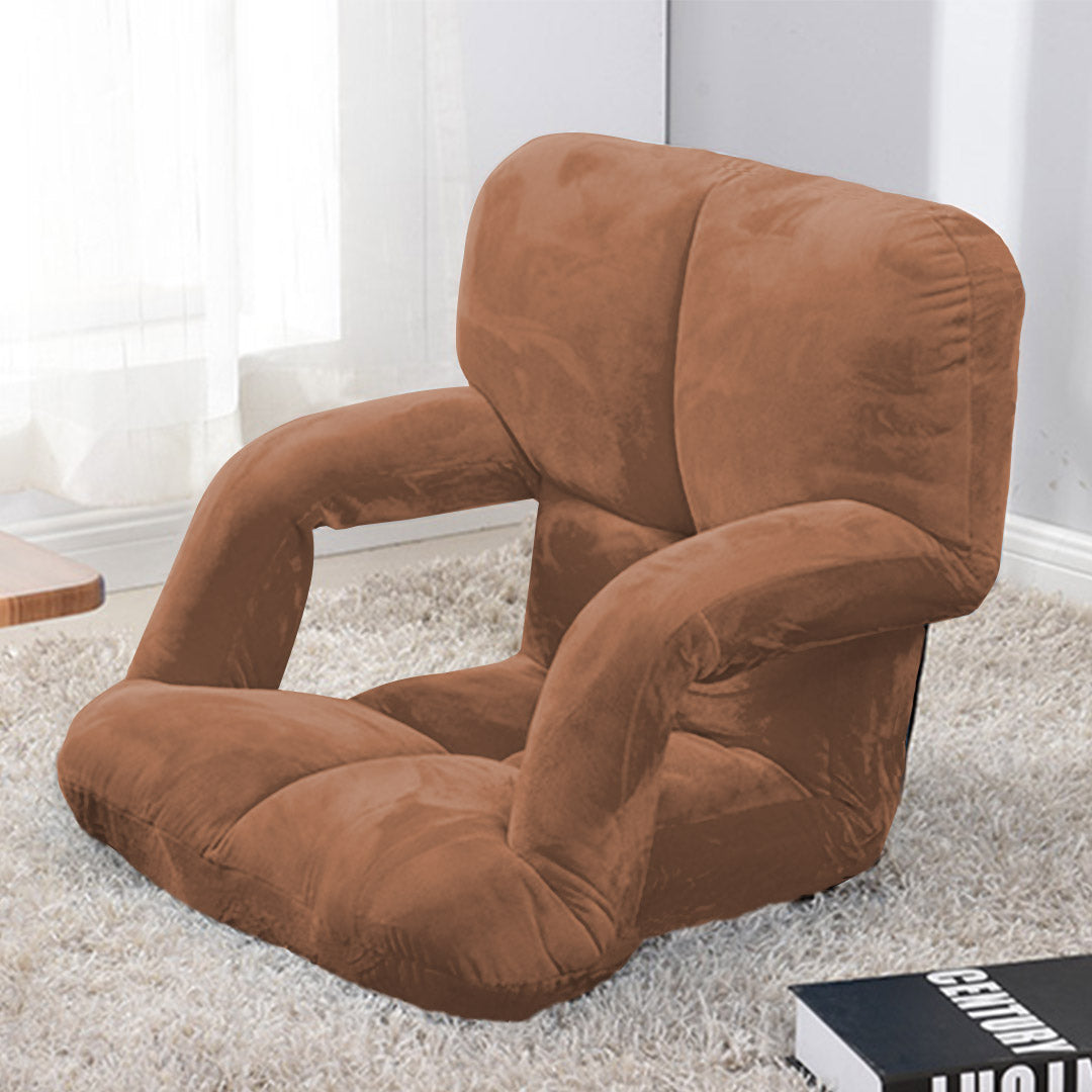 Foldable Floor Recliner Lazy Chair with Armrest Coffee